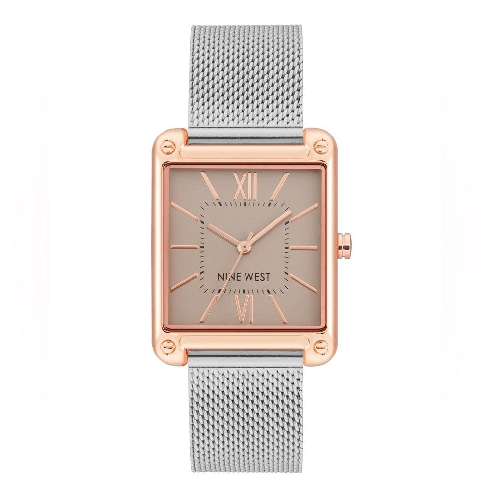 Nine West Rectangular Case Mesh Bracelet Watch - image 1